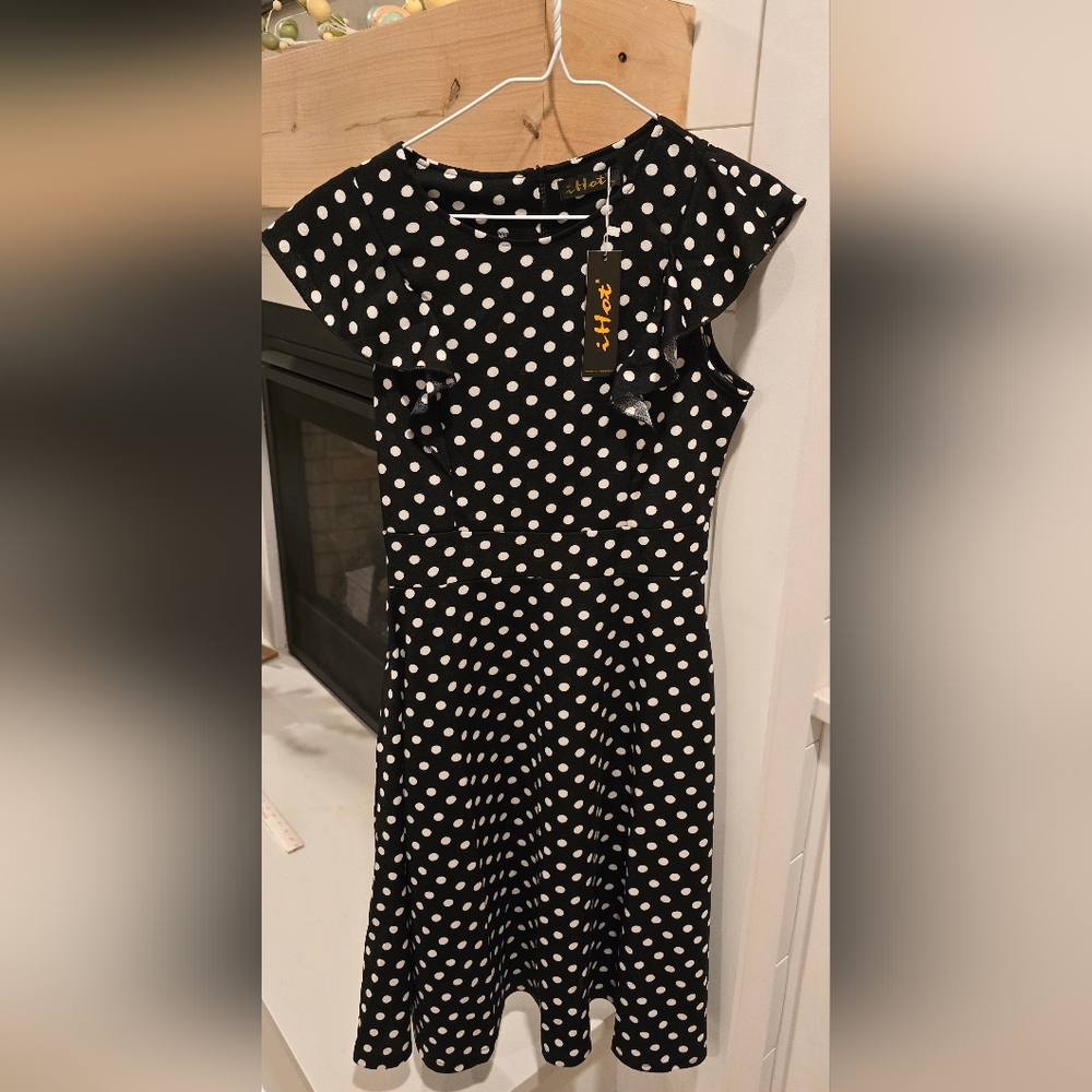 Women's Vintage Ruffle Dress NEW Pockets Flared A Line Swing Casual Party IHOT